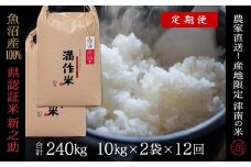 【2025年産新米】【12ヶ月定期便】合計240kg（20kg×12回） 県認証 魚沼産新之助