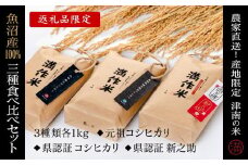 【2025年産新米】食べ比べセット『満作米BLコシヒカリ・従来コシヒカリ・新之助各1kg』