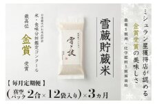 【 令和7年産 新米 予約 】 定期便 〔 真空パック 2合 ×12袋〕×3ヶ月 雪蔵貯蔵米 金賞受賞 魚沼産コシヒカリ 雪と技 農薬5割減・化学肥料5割減栽培　藤ノ木株式会社