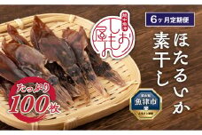 【6か月定期便】ほたるいか 素干し 100枚 ｜ おつまみ 肴 ハマオカ海の幸 定期便 魚貝類 干物 加工品 いかの干物 ホタルイカの干物 お酒のあて 日本酒に合う 晩酌 ※北海道・沖縄・離島への配送不可