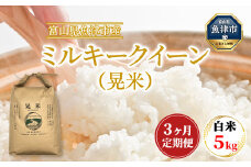 【3ヶ月定期便】【令和6年度米】「魚津のミルキークイーン（晃米）」5kg（白米） ｜新米 環境配慮 MK農産 お米 ブランド米 銘柄米 精米 ご飯 おにぎり 産地直送 甘み 粘り もちもち ※2024年10月下旬頃より順次発送予定 ※北海道・沖縄・離島への配送不可
