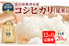 【12ヶ月定期便】【令和7年度米】【先行予約】【農家直送】環境配慮「魚津のコシヒカリ（晃米）」20kg（白米） ｜新米 環境配慮 MK農産 お米 ブランド米 銘柄米 精米 ご飯 おにぎり 産地直送 甘み 旨味 香り ※2025年9月中旬頃より順次発送予定 ※北海道・沖縄・離島への配送不可