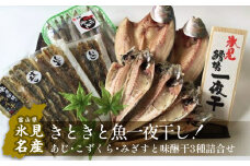 氷見産きときと魚一夜干し！あじ・こずくら・みぎすと味醂干3種詰合せ　〈冷凍〉