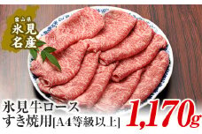 A4ランク以上！氷見牛ロースのすき焼き用肉1170g 〈冷凍〉