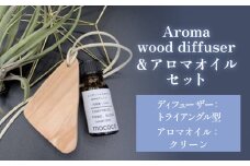 Aroma wood diffuser【トライアングル型】＆アロマオイル【クリーン（ウィルスブロック）】