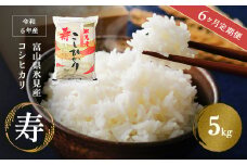 ＜6ヶ月定期便＞令和6年産富山県産コシヒカリ《寿》5kg