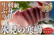 【魚問屋直送】天然「生ひみ寒ぶり」刺身用 約800g  〈期間・数量限定〉