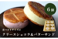 食べきりサイズのテリーヌショコラ&バターサンド６個セット  | バタークッキー バタークリーム バターサンド 味はお任せ 5個 チョコレート テリーヌ 冷凍 スイーツ 洋菓子 菓子 詰め合わせ お取り寄せ 富山 氷見