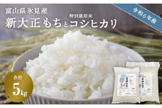 〈令和６年産〉富山県氷見産 新大正もち（3kg）と特別栽培米 コシヒカリ（2kg）のセット  | お米 白米 精米 氷見 富山 米 国産 特別栽培 エコファーマー 数量限定 コシヒカリ こしひかり 人気 お取り寄せ 減農薬 減化学肥料 安心 安全 環境にやさしい 農家直送 天神の里 餅 米 もち米 おこわ 新大正糯 希少 品種