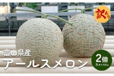【訳あり】富山県産 アールスメロン（青肉・赤肉各1個） 富山県 氷見市 メロン めろん 果物 くだもの フルーツ