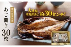 氷見産あじ開き 30枚 約30センチ！富山湾海の幸 〈冷凍〉