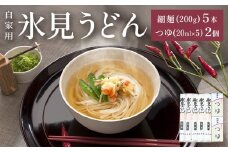 海津屋　氷見うどん細麺5本・つゆ5袋×2（自家用）簡易箱