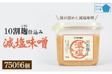 減塩味噌 10割麹仕込み  750g×6個 ＜スマイルケア食品認定＞ こうじ味噌 減塩 発酵 味噌汁 グルテンフリー 朝食 熟成 富山県 氷見市