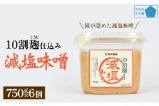 減塩味噌 10割麹仕込み  750g×6個 ＜スマイルケア食品認定＞ こうじ味噌 減塩 発酵 味噌汁 グルテンフリー 朝食 熟成 富山県 氷見市