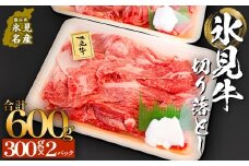 氷見牛切り落とし 300g × 2パック 合計600g 小分け 黒毛和牛 牛肉 富山県 氷見市