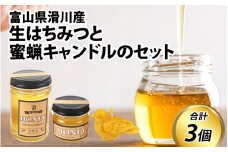 【先行予約】生はちみつと蜜蝋キャンドルのセット　※25年6月以降順次発送予定 [A-033001]　国産 天然　 ( はちみつ ハチミツ 蜂蜜 国産ハチミツ 純粋はちみつ ハニー 人気 おすすめ  )