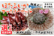 【先行予約】ほたるいか ボイル＆刺身皿盛りファミリーセット※着日指定は備考欄へ 【26年3月中旬以降順次発送】【カネツル砂子商店 冷蔵 ホタルイカ 朝どれ おつまみ 旬 富山】
