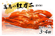 [№5313-0003]紅 ズワイガニ ボイル「高志の紅ガニ」3～4杯《10月前半～5月後半お届け》カニ 蟹 期間限定 冷蔵/くろべ漁業協同組合 魚の駅「生地」/富山県 黒部市