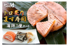 [№5313-0087]トロ炙り ます寿司 470g×1個＆蒲鉾 3種セット 鱒寿司 押し寿司 富山名物 冷蔵/ます寿司屋ヒロ助/富山県 黒部市