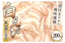 [№5313-0150]富山湾 名産の 白えび 殻付き 200g /海老 エビ 冷凍 さしみ / くろべの太陽 / 富山県 黒部市
