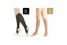 キュッとひきしめレッグシェイパー2枚セット(黒・3Lサイズ、ベージュ・Sサイズ)【1289641】