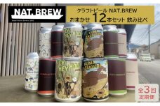 【定期便３回】クラフトビール NAT.BREWおまかせ 12本セット 飲み比べ 発泡酒 季節限定