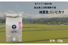 【令和7年産】減農薬 上市町湯神子産コシヒカリ（玄米）2kg　 [ソムリエH 富山県 上市町 32280233-r6-01] 　お米 コメ ご飯 ごはん 玄米ご飯 玄米ごはん こしひかり