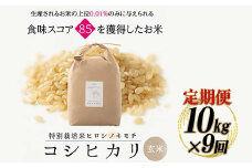 【9回定期】特別栽培米 コシヒカリ ヒロシノキモチ 玄米 10kg 総計90kg 陽咲玲 米 お米 コメ ご飯 ごはん 富山県産 富山県 立山町 F6T-639