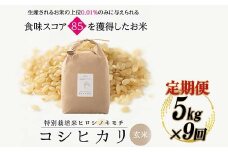 【9回定期】特別栽培米 コシヒカリ ヒロシノキモチ 玄米 5kg 総計45kg 陽咲玲 米 お米 コメ ご飯 ごはん 富山県産 富山県 立山町 F6T-636