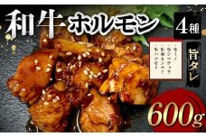 和牛ホルモン4種旨タレ（牛ミノ、牛シマチョウ、牛赤センマイ、牛ハツモト）600g 焼肉 ホルモン 内臓 牛 和牛 ほるもん みの しまちょう せんまい はつ たれ お歳暮 お中元 F6T-561