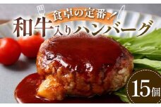 食卓の定番！和牛入りハンバーグ 15個 豚肉 和牛 定番 ジューシー 肉汁 手軽  メインディッシュ ジュワッ お子さま 大人 シンプル 飽きない お歳暮 お中元 F6T-594
