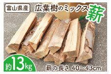 薪 広葉樹 ミックス薪 13kg 1本40〜43cm / 新川森林組合 / 富山県 朝日町 [34310329] 1箱 箱 ナラ カシ アウトドア バーベキュー BBQ キャンプ 薪ストーブ 焚火 焚き火 