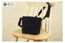 【ブラック】メッセンジャー バッグ S [アトリエSASSA 富山県 朝日町 34310372-bk] ショルダー バッグ 小さめ 鞄 かばん カバン 帆布 革 おしゃれ 手作り シンプル レザー