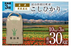 【3ヶ月定期便】玄米 こしひかり 10kg 計30kg   [有限会社 クリーンみず穂 富山県 朝日町 34310448] 米 お米 コシヒカリ コメ ご飯 ごはん 白米 農家 直送 一等米