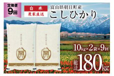 【9ヶ月定期便】米 20kg 精米 計180kg  [有限会社 クリーンみず穂 富山県 朝日町 34310358] お米 コシヒカリ コメ ご飯 ごはん 白米 農家 直送 一等米