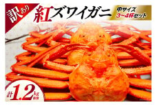 【期間限定発送】 【漁師厳選】 訳あり 紅ズワイガニ ボイル済 中サイズ3～4杯 計1.2kg前後 [聖徳丸 富山県 朝日町 34310512] 海鮮 魚介類 カニ ベニズワイガニ 紅ズワイ ベニズワイ 紅ズワイ蟹 ボイル 冷蔵 ご褒美