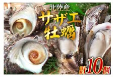 牡蠣 サザエ 各5個 水揚げ直送セット [聖徳丸 富山県 朝日町 34310517] 岩牡蠣 さざえ カキ