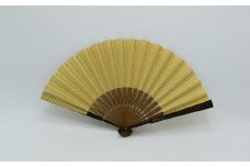 牛首紬　扇子セット（黄ストライプ）