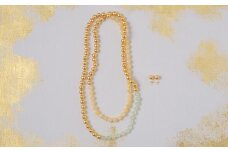 金沢箔　箔珠ロングネックレス＆ピアス（純金プラチナ箔・永遠色）