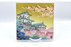 加賀友禅　ガラスパネル「吉祥石川門」
