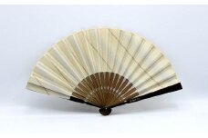 牛首紬　扇子セット（生成ストライプ）