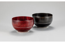 山中漆器　欅4.2重なり飯椀　ペア（赤・黒）