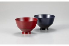 山中漆器　欅3.6飯椀　ペア（朱塗分内朱・紺塗分内紺）