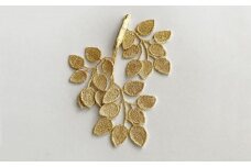金沢箔　金箔レースブローチ　葉っぱのダンス