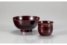 山中漆器　欅4.0飯椀　木地呂・欅2.2ぐい呑み　木地呂　セット