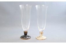 九谷焼　九谷和グラス　麦酒グラス（斜）　ペア（青粒鉄仙・白粒鉄仙）