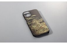 山中漆器　iPhone14　Pro　高盛り蒔絵カバー　山水