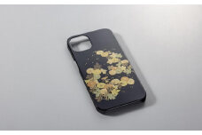 山中漆器　iPhone14　Pro　高盛り蒔絵カバー　小菊