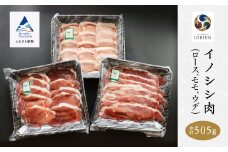 イノシシ肉 食べ比べセット（ロース　モモ　ウデ） 合計505g 