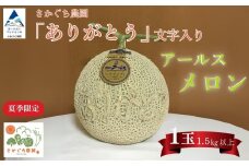 感謝の気持ちを込めたサプライズメロン《数量限定》 アールスメロン（「ありがとう」の文字入り）１玉1.5㎏以上 化粧箱入り ８月上旬 より順次発送 先行予約 マスクメロン 果物 フルーツ プレゼント 贈答用